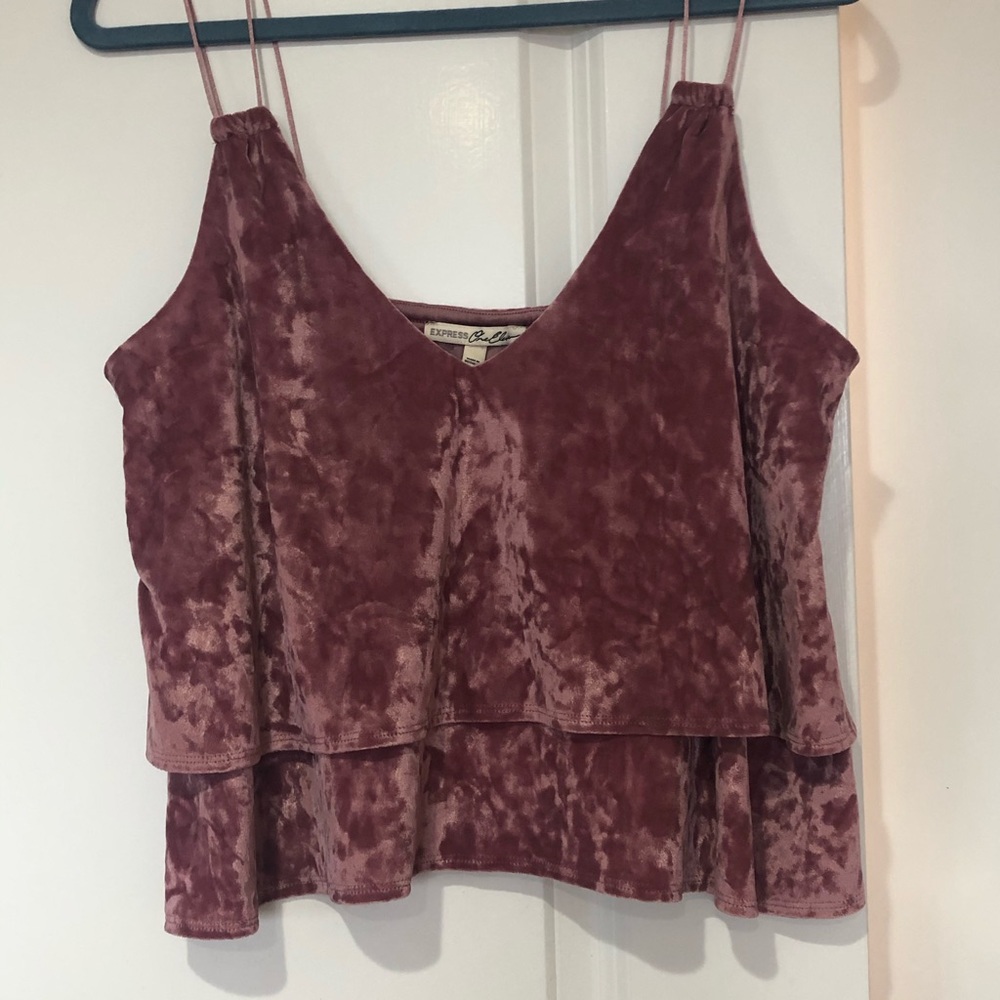 Express One Eleven Mauve Velvet Layered Crop Cami